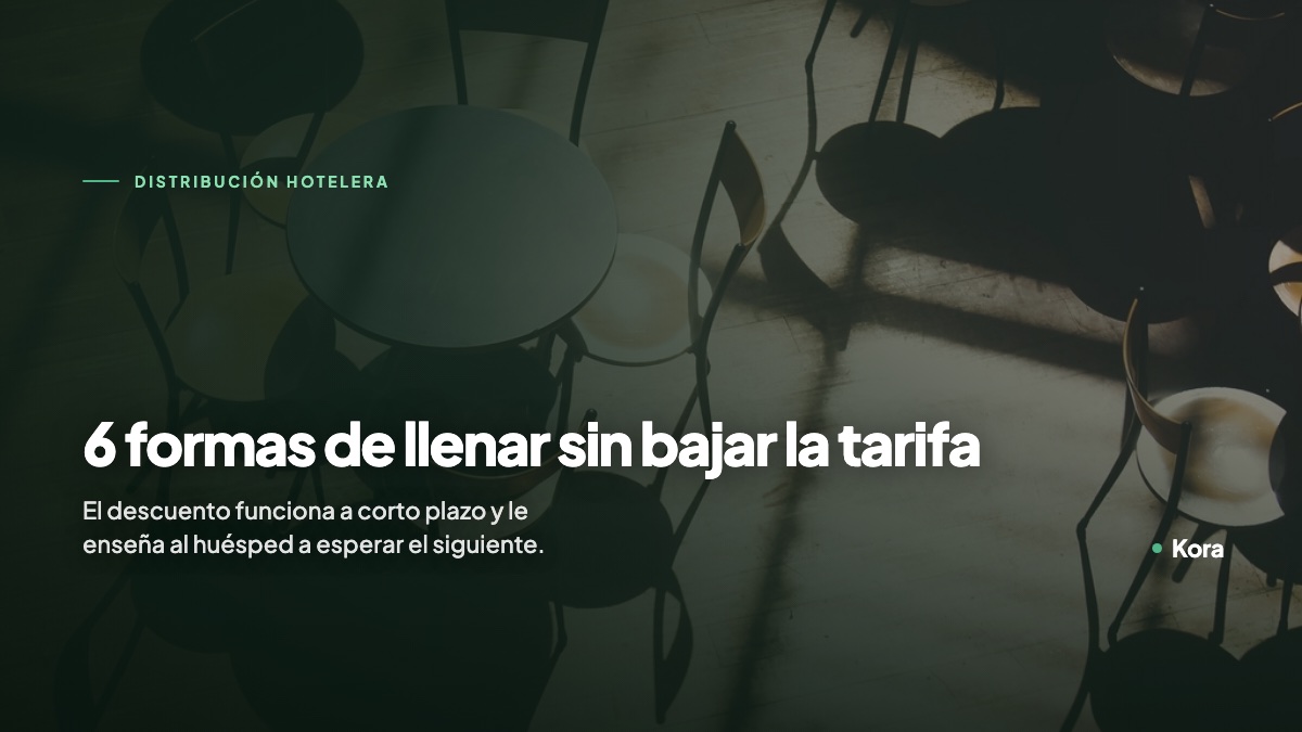 Mesas y sillas vacías de un restaurante, ilustrando la temporada baja de un hotel